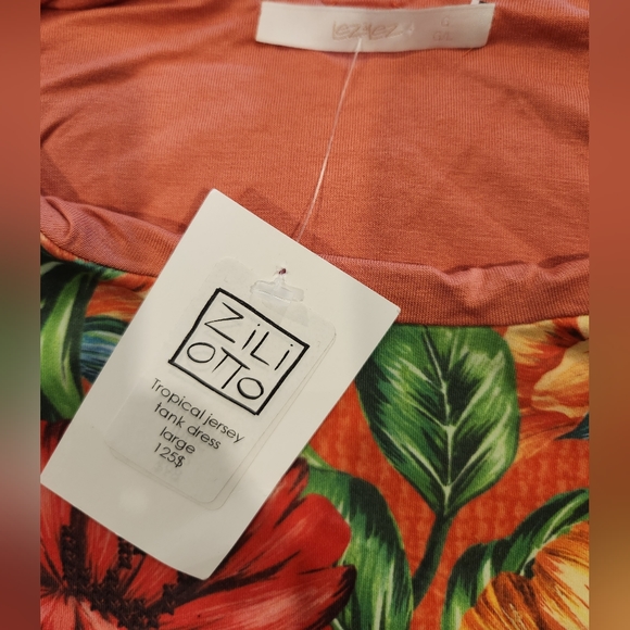 Tropical Jersey Tank Dress Orange with Floral Pattern BNWT - Picture 5 of 8